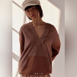 NWOT Free People Raven Pullover, Otter (Brown), Oversized Small